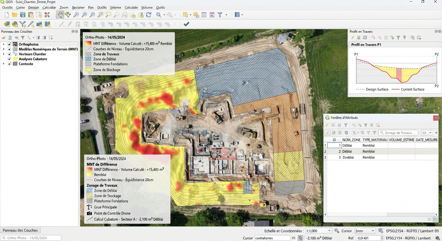 Suivi de chantier par drone, Geomark SIG Solutions