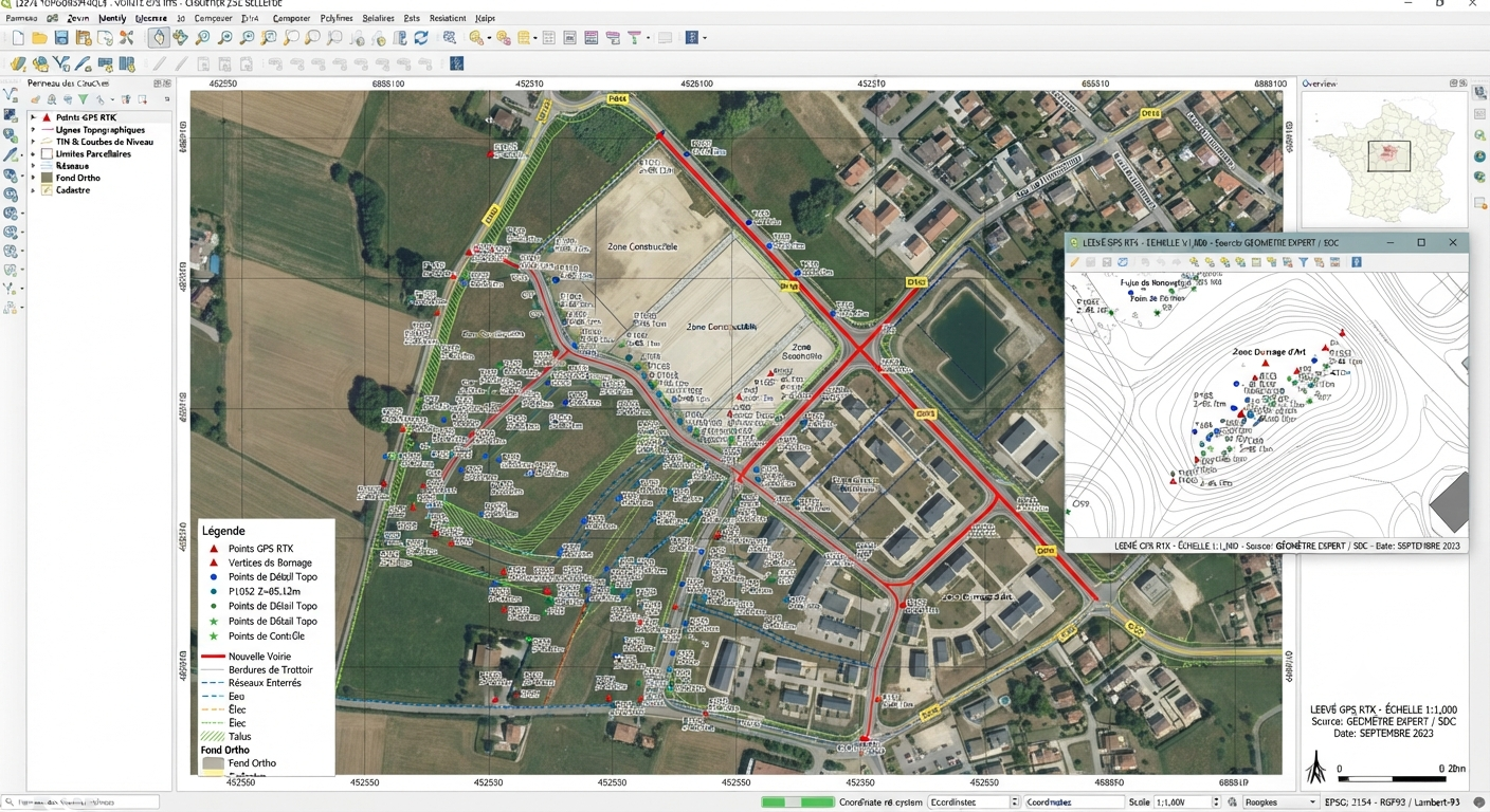Carte de points levés GPS RTK, Geomark SIG Solutions